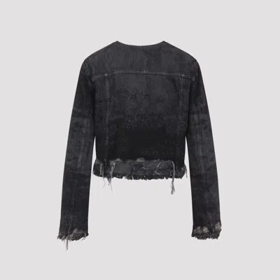 Diesel Grey Jacket With Round Neck And Frayed Edges In Cotton Blend Woman In Gray