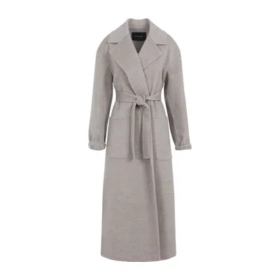 Fabiana Filippi Coriander Grey Virgin Wool Belted Coat In Gray