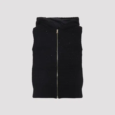 Fabiana Filippi Platinum Vest With Sequins In Black