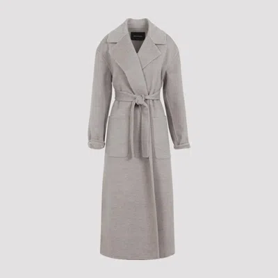 Fabiana Filippi Coriander Grey Virgin Wool Belted Coat In Gray