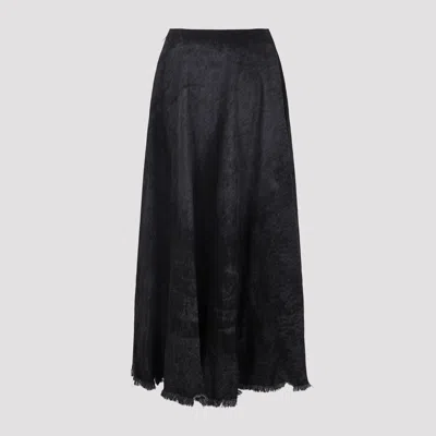 Diesel Full Skirt In Lasered Cotton-hemp Denim In Black