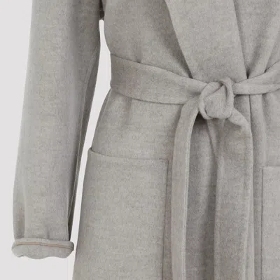 Fabiana Filippi Coriander Grey Virgin Wool Belted Coat In Gray