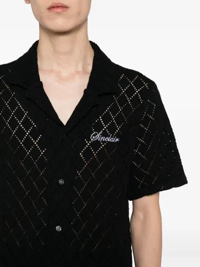 Sinclair Diamond-pattern Knitted Shirt In Black