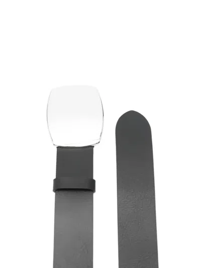 Alysi Rectangular-buckle Leather Belt In Black