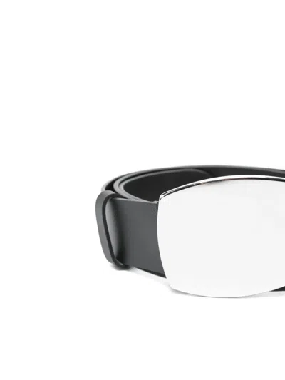 Alysi Rectangular-buckle Leather Belt In Black