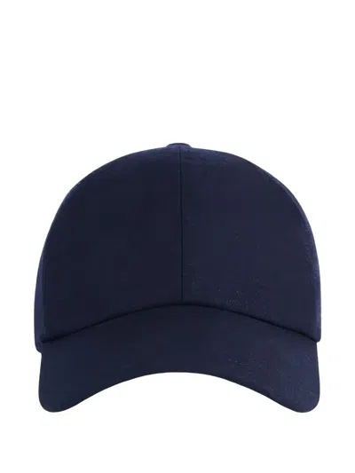 Fay Navy Blue Cotton Adjustable Hat In Blue