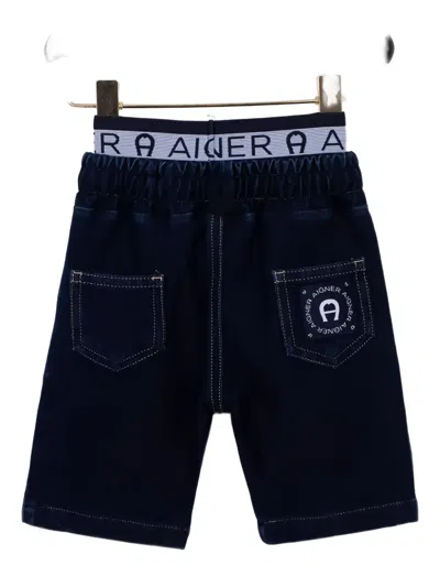 Aigner Logo Drawstring Trousers In Blue