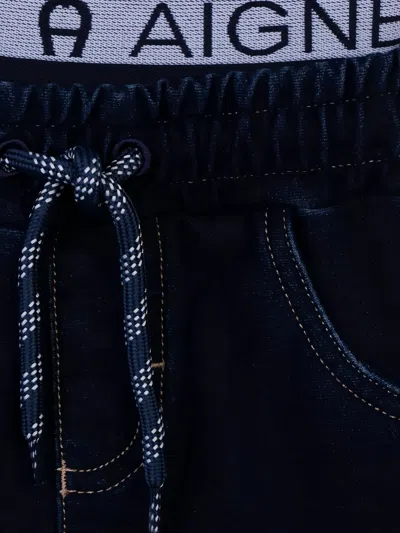 Aigner Logo Drawstring Trousers In Blue
