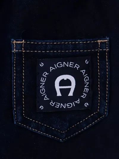 Aigner Logo Drawstring Trousers In Blue