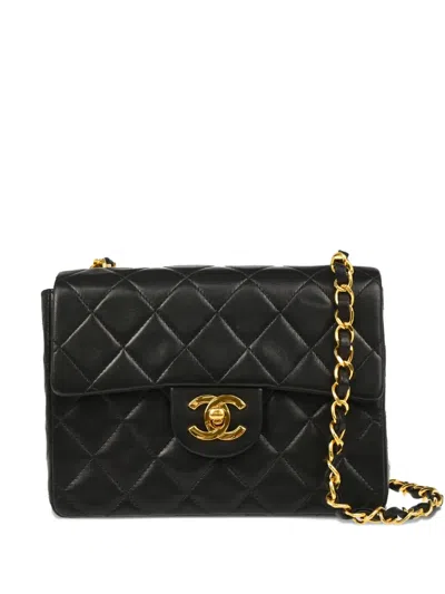 Pre-owned Chanel 1992 Mini Classic Square Flap Bag In Black