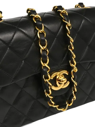Pre-owned Chanel 1992 Mini Classic Square Flap Bag In Black
