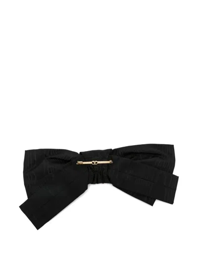 Valentino Garavani Valentino Vlogo Signature Bow Silk Hair Clip In Black