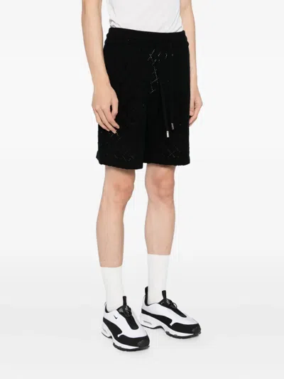 Sinclair Diamond-pattern Knit Shorts In Black