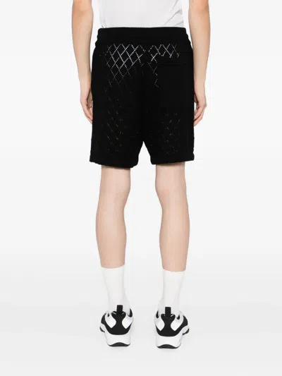 Sinclair Diamond-pattern Knit Shorts In Black