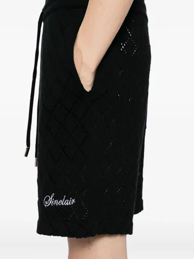 Sinclair Diamond-pattern Knit Shorts In Black