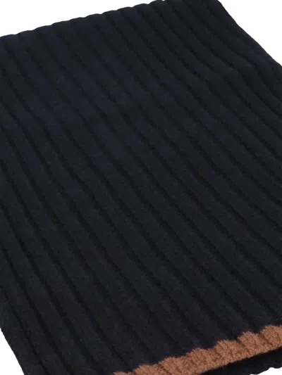 Moorer Ribbed-knit Rectangular Scarf In Blue