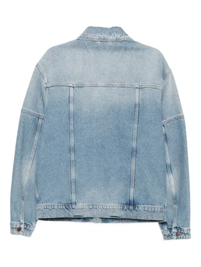 Moschino Patchwork Denim Jacket In Blue