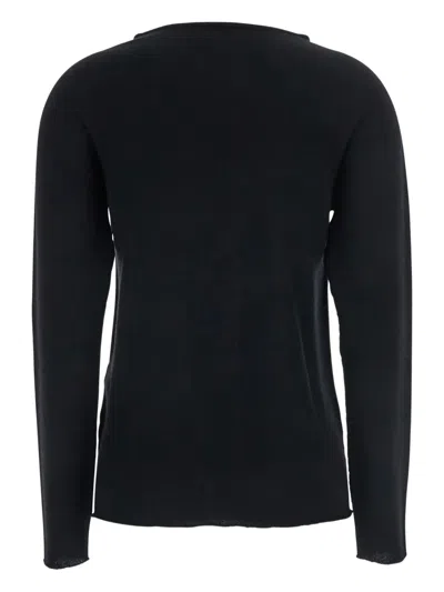 Antonelli Raw-edge Long-sleeve Sweater In Black