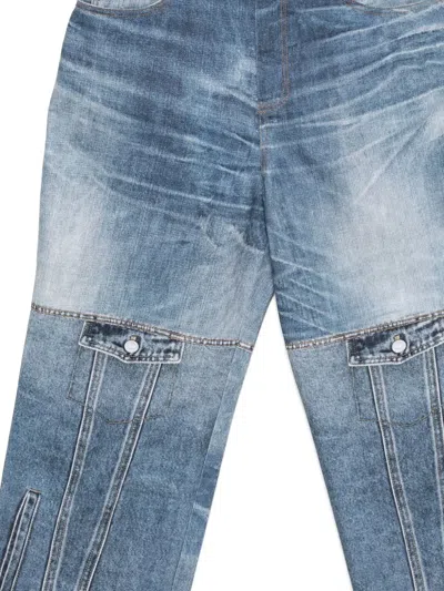 Andersson Bell Custom-like Printed Denim Pants In Blue