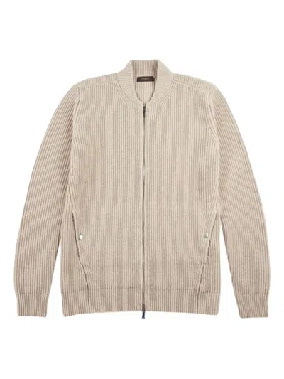 RIBBED ZIP-UP CARDIGAN