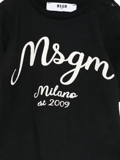 Msgm Layered Logo-print T-shirt In Black