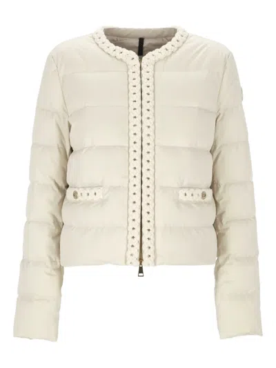 Moncler Braid-trimmed Quilted Jacket In Neutral