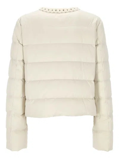 Moncler Braid-trimmed Quilted Jacket In Neutral