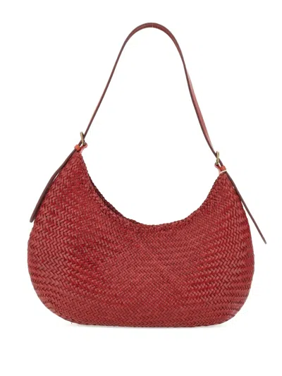 Dragon Diffusion Woven-leather Shoulder Bag In Red