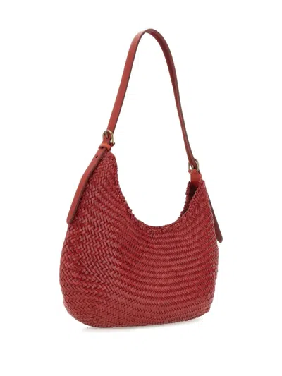 Dragon Diffusion Woven-leather Shoulder Bag In Red