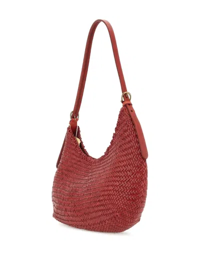 Dragon Diffusion Woven-leather Shoulder Bag In Red