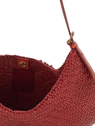 Dragon Diffusion Woven-leather Shoulder Bag In Red