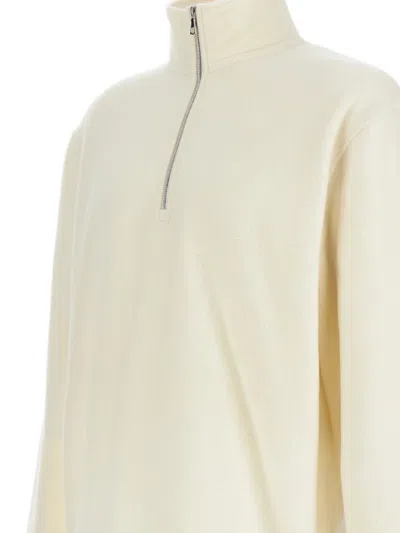 Rier High-neck Zip-up Wool Sweatshirt In Neutral