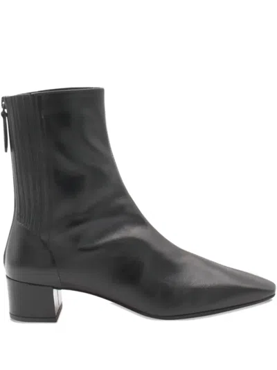 Aquazzura Block Heel Ankle Boots With Pointed Toe In Black