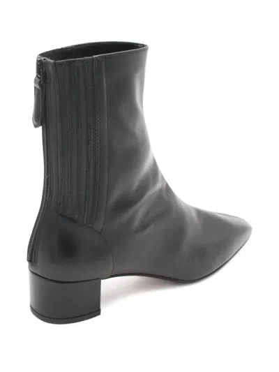 Aquazzura Block Heel Ankle Boots With Pointed Toe In Black