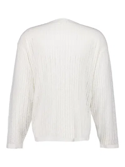 Commas Pointelle Knit Sweater In White