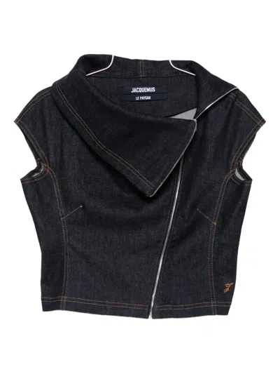 Jacquemus Zip-front Asymmetrical Top In Black