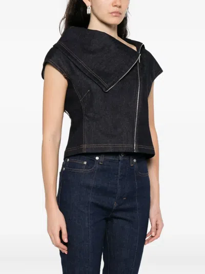 Jacquemus Zip-front Asymmetrical Top In Black