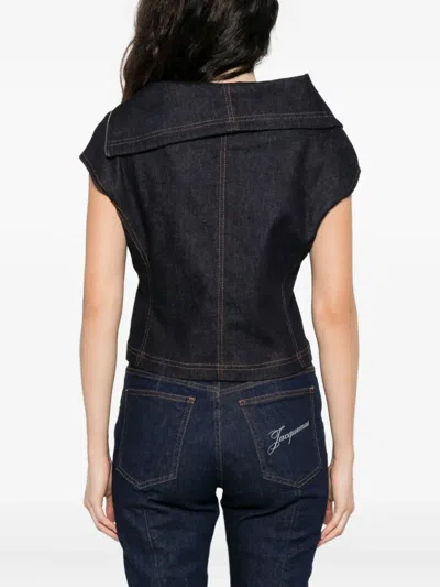 Jacquemus Zip-front Asymmetrical Top In Black