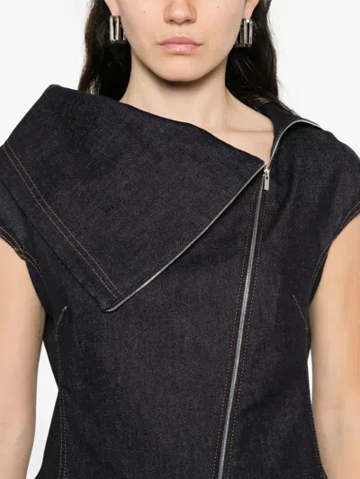 Jacquemus Zip-front Asymmetrical Top In Black