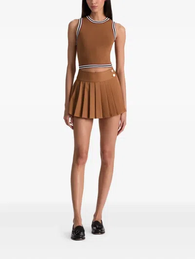 Alice And Olivia Noah Skort With Side Stripe In Brown