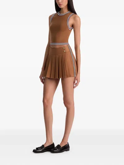 Alice And Olivia Noah Skort With Side Stripe In Brown