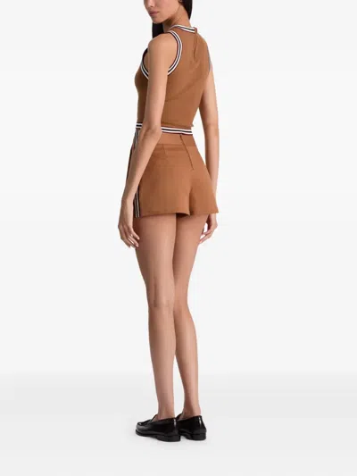 Alice And Olivia Noah Skort With Side Stripe In Brown