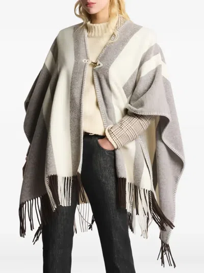 Fay Fringed Wool-blend Coat In Gray