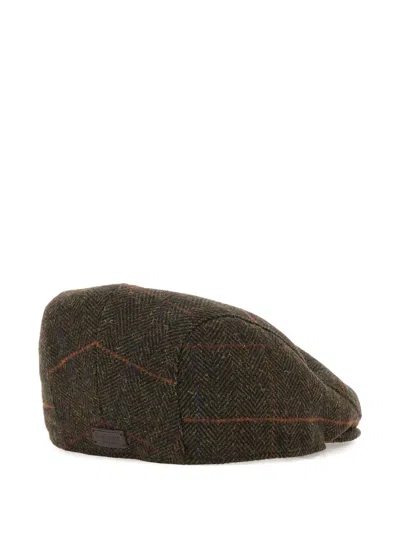 Barbour Herringbone-pattern Beret In Green