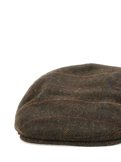 Barbour Herringbone-pattern Beret In Green