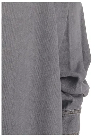 缩褶袖牛仔衬衫