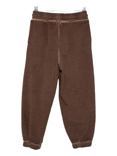 Msgm Embroidered-logo Sweatpants In Brown