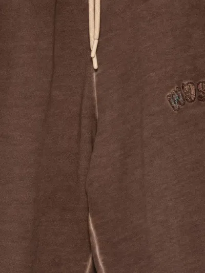 Msgm Embroidered-logo Sweatpants In Brown