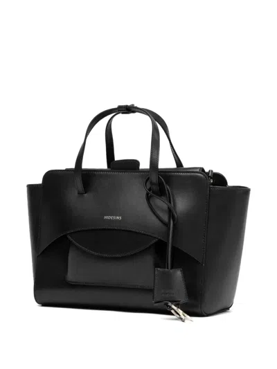 Hidesins Structured Leather Shoulder Bag Flap Design In Black