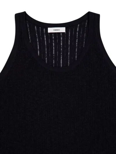 Commas Black Pointelle Knit Tank Top In Black